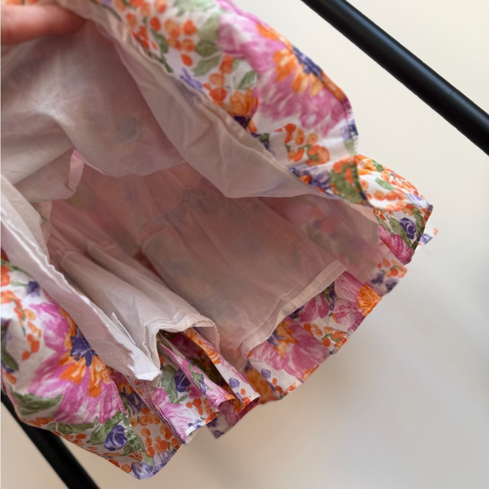 🩷 Selfie Leslie Floral Tie Front Mini Dress | XS | Cottagecore Boho Ruffle | NWT - Picture 7 of 8